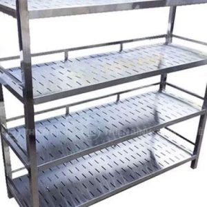 Kệ Inox 304 4 Tầng Có Đục Lỗ D1000 x R400 x C1500