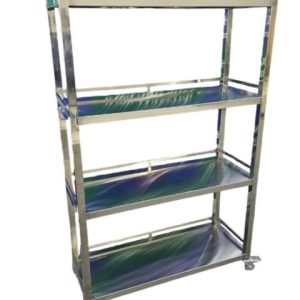 Kệ Mặt Phẳng Inox 304 1m10 4 Tầng Có Bánh Xe KMP01304