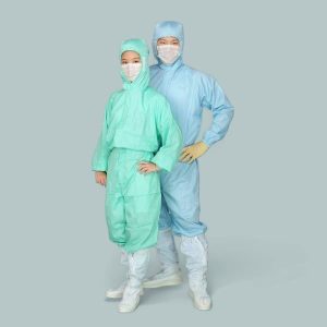 Quần Áo Phòng Sạch Liền Thân Có Mũ Trùm Đầu Chống Tĩnh Điện